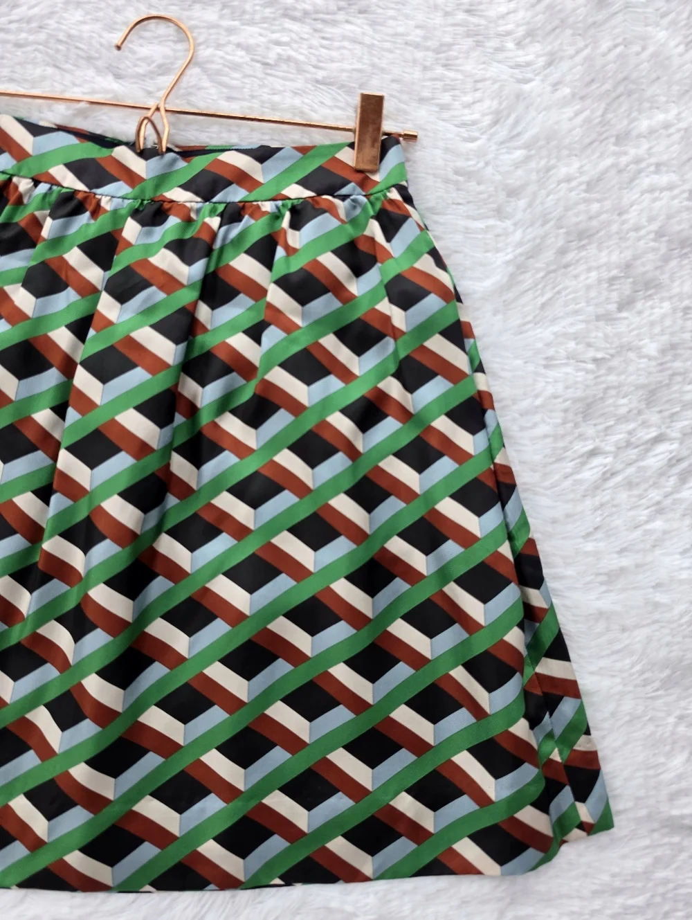 J.‎ Crew Ratti Silk Geometric Diamond Print A-line Skirt